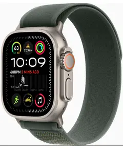 Часы Apple Watch Ultra 2 2024 49 мм, M/L, Titanium Case with Natural Green Trail Loop, Размер ремешка: M/L 145-220, Цвет: Светло-зеленый