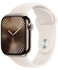 Умные часы Apple Watch Series 10 46 мм, M/L 140-245 мм, Titanium Case GPS+Cellular, Gold, Размер ремешка: M/L 140-245, Тип ремешка: Sport Band, Цвет: Золотой, Версия: GPS + Cellular
