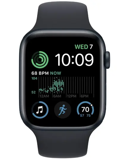 Умные часы Apple Watch Series SE Gen 2 44 мм Aluminium Case, midnight Sport Band M/L, Размер дисплея: 44 мм, Размер ремешка: M/L, Цвет: Midnight Sport Band, изображение 2