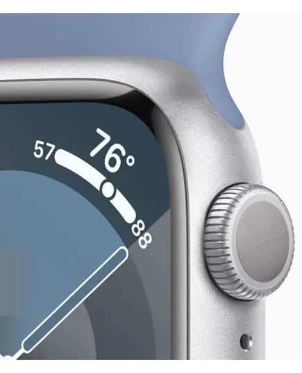 Умные часы Apple Watch Series 9 41 мм Aluminium Case GPS, Silver/Winter Blue Sport Band - M/L, Размер дисплея: 41 мм, Модификация: GPS, Размер ремешка: M/L, Цвет: Silver/Winter Blue Sport Band, изображение 4