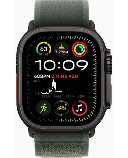 Часы Apple Watch Ultra 2 2024 49 мм, S/M, Titanium Case with Black Green Trail Loop, Размер ремешка: S/M 130-180, Цвет: Темно-зелёный, изображение 2