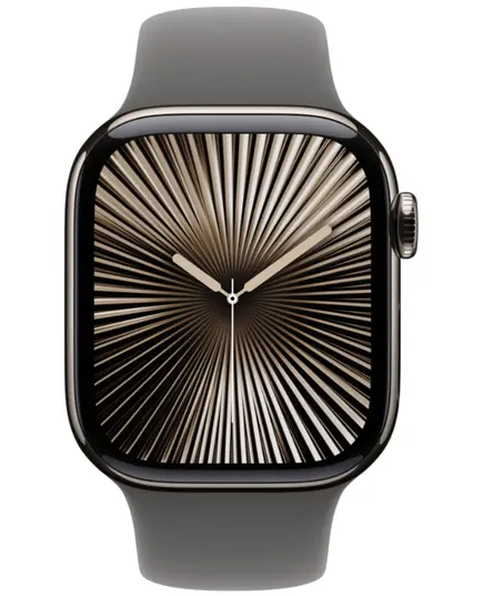 Умные часы Apple Watch Series 10 46 мм, S/M 130-200 мм, Titanium Case GPS+Cellular, Gray, Размер ремешка: S/M 130-200, Тип ремешка: Sport Band, Цвет: Серый, Версия: GPS + Cellular, изображение 2